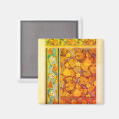 アールヌーボーフローラグルドエレガント秋オレンジ緑 マグネット (正面/裏面)