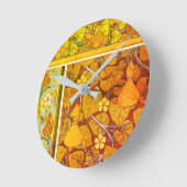 アールヌーボーフローラグルドエレガント秋オレンジ緑 ラウンド壁時計 (傾斜)