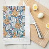 アールヌーボーフローラグルドヴィンテージ繊維芸術 キッチンタオル (四つ折り)