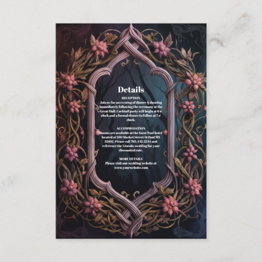 アールヌーボーフローラゴシック結婚ハロウィーン エンクロージャーカード (正面)