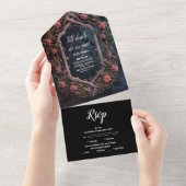 アールヌーボーフローラゴシック結婚ハロウィーン オールインワン招待状 (貼ってはがせる)