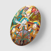 アールヌーボーフローラステンドグラス ラウンド壁時計 (傾斜)