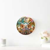 アールヌーボーフローラステンドグラス ラウンド壁時計 (ホーム)