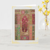 アールヌーボーフローラタペストリーラグの外観 カード (黄色い花)