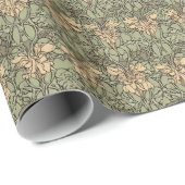 アールヌーボーフローラダマスクグリーンベージュ抽象芸術 ラッピングペーパー (ロールコーナー)