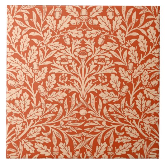 アールヌーボーフローラダマスクマンダリンオレンジ タイル (正面)