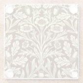 アールヌーボーフローラダマスク，ダークブラウンとベージュ ガラスコースター (裏面)