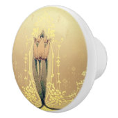 アールヌーボーフローラチューリップピンクと金ゴールドエレガント セラミックノブ (右)