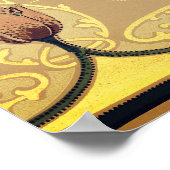 アールヌーボーフローラチューリップピンクと金ゴールド エレガント ポスター (角)