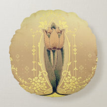 アールヌーボーフローラチューリップピンクと金ゴールド エレガント