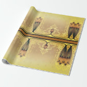 アールヌーボーフローラチューリップピンクと金ゴールド エレガント ラッピングペーパー (アンロールド)