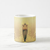 アールヌーボーフローラチューリップピンク金ゴールドエレガントアート コーヒーマグカップ (中央)