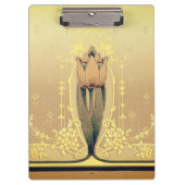 アールヌーボーフローラチューリップピンク金ゴールドエレガントフリーズ クリップボード (正面)