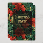 アールヌーボーフローラテンプレートクリスマスパーティー招待状 招待状 (正面/裏面)