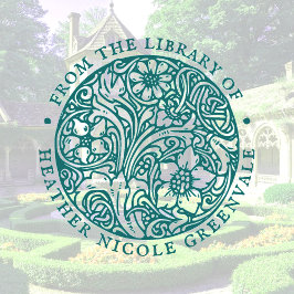 アールヌーボーフローラデザインパーソナライズされた蔵書票 ラバースタンプ