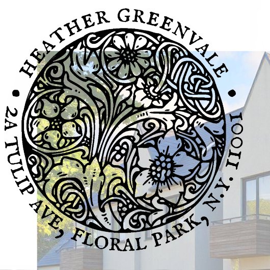 アールヌーボーフローラデザイン差出人住所スタンプ ラバースタンプ