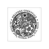 アールヌーボーフローラデザイン差出人住所スタンプ ラバースタンプ (インプリント)