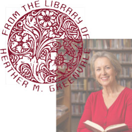 アールヌーボーフローラパーソナライズされたデザイン蔵書票R ラバースタンプ