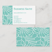 アールヌーボーフローラフラワーシックターコイズパターン 名刺 (正面/裏面)