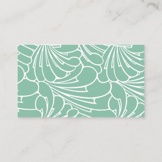 アールヌーボーフローラフラワーミントグリーンパターン 名刺 (裏面)