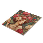 アールヌーボーフローラフルーツウーマンセラミックタイル タイル (側面)