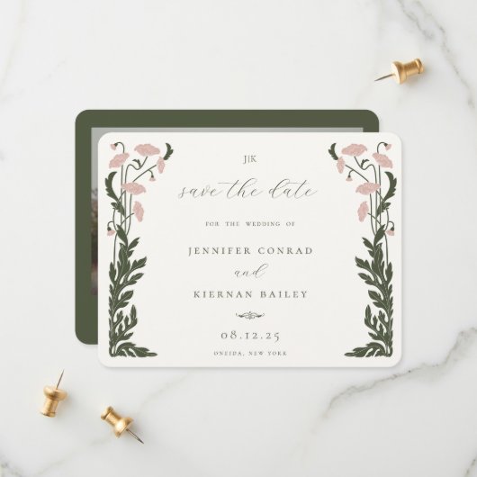 アールヌーボーフローラフレーム写真 セーブザデート (正面/裏面インサイチュ)