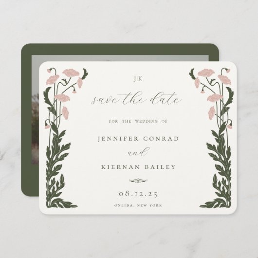 アールヌーボーフローラフレーム写真 セーブザデート (正面/裏面)