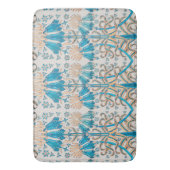 アールヌーボーフローラブルークリームパターン バスマット (正面縦)