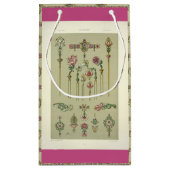 アールヌーボーフローラヘアピンビクトリアンジュエリーピンク スモールペーパーバッグ (裏面)