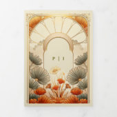 アールヌーボーフローラユニークのQRコードをすべて1つにまとめる 三つ折り招待状 (カバー)