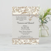 アールヌーボーフローラリーフスワールジュエルw金ゴールドルック 招待状 (スタンド正面)