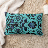 アールヌーボーフローラルパターン – ティール(緑がかった色)ブルーエレガント ランバークッション (ブランケット)