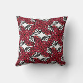 アールヌーボーフローラレッドとブラックバラつる植物デザイン クッション (裏面)