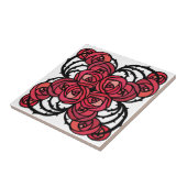 アールヌーボーフローラレッドとブラックバラつる植物デザイン タイル (側面)