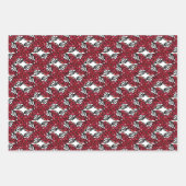 アールヌーボーフローラレッドとブラックバラつる植物デザイン ラッピングペーパーシート (正面3)