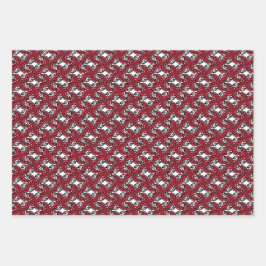 アールヌーボーフローラレッドとブラックバラつる植物デザイン ラッピングペーパーシート