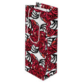 アールヌーボーフローラレッドとブラックバラつる植物デザイン ワインギフトバッグ (正面アングル)