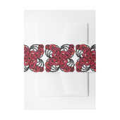 アールヌーボーフローラレッドとブラックバラつる植物デザイン 招待状ベリーバンド (正面例)