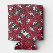 アールヌーボーフローラレッドとブラックバラつる植物デザイン 缶クーラー (裏面)