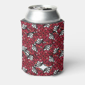 アールヌーボーフローラレッドとブラックバラつる植物デザイン 缶クーラー (缶裏面)