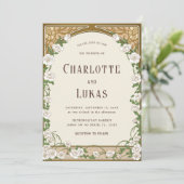 アールヌーボーフローラヴィンテージウェディング招待状 招待状 (スタンド正面)