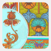 アールヌーボーフローラヴィンテージヴェルヌイユ繊維芸術 スクエアシール (正面)
