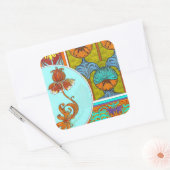 アールヌーボーフローラヴィンテージヴェルヌイユ繊維芸術 スクエアシール (封筒)