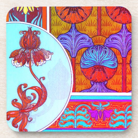 アールヌーボーフローラヴィンテージ ビクトリアン花 コースター (正面)