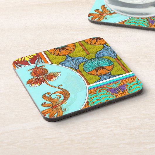 アールヌーボーフローラヴィンテージ ビクトリアン花 コースター (左側)