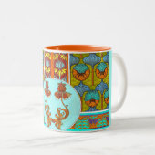 アールヌーボーフローラヴィンテージ ビクトリアン花 ツートーンマグカップ (正面右)