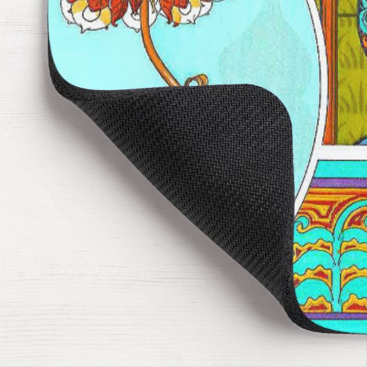 アールヌーボーフローラヴィンテージ ビクトリアン花 マウスパッド (コーナー)