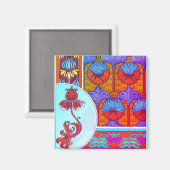 アールヌーボーフローラヴィンテージ ビクトリアン花 マグネット (正面/裏面)