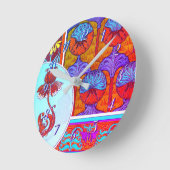 アールヌーボーフローラヴィンテージ ビクトリアン花 ラウンド壁時計 (傾斜)