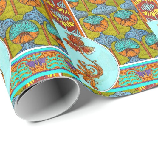 アールヌーボーフローラヴィンテージ ビクトリアン花 ラッピングペーパー (ロールコーナー)
